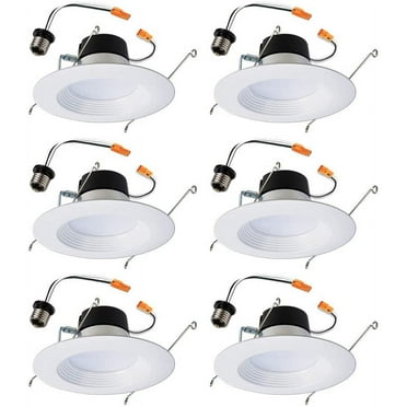 Halo RL460WH930PKBP - 6PK 4 in LED White Ceiling Light Retrofit Trim 3000K Soft (6 Pack) Recessed Integrated LED