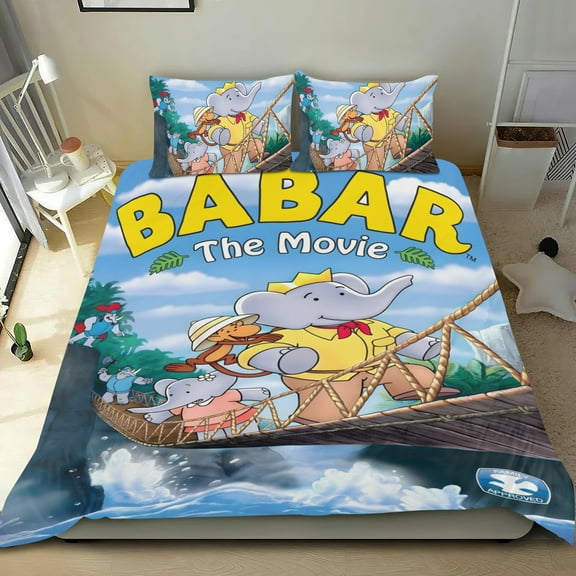 Babar-themed Bed Sheet Set Three Piece Set Comfortable And Skin Friendly Unique Design Home Decor Gifts For Family Friends fans36x75Inches（90cm*190cm）