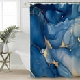 thumbnail image 2 of 54x78 Inch Shower Curtain Decorative Navy Blue Marble Abstract Bathtub Bath Curtains Fabric Waterproof Bathroom Decor Modern Ink Painting Small Stall Shower Curtain Set with 12 Hooks, 2 of 6
