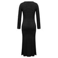 thumbnail image 3 of Women's Fall Winter Slim-Fit Crew Neck Knit Maxi Dresses Casual Solid-Color Long Sleeve Slim Fit Flowy Sweater Dress, 3 of 7