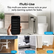 Geeni Smart WiFi Water Leak Detector & Sensor, 80dB Alarm for Basement, Kitchen, Bathroom, White
