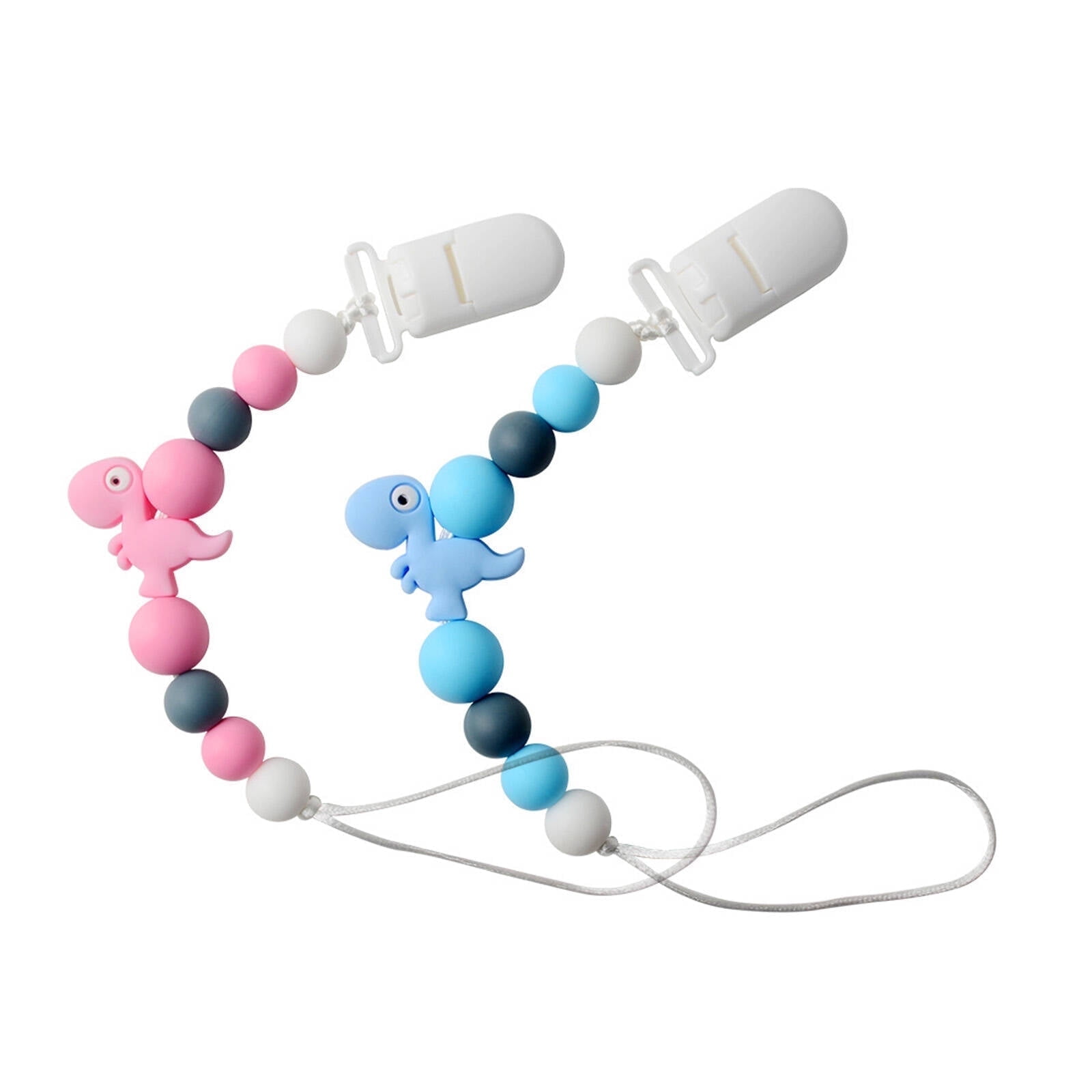 TELOLY 2 Pcs Pacifier Clip Strong Snap Button Pacifier Clip Multiple Color Choices Modern and Simple Pacifier,Pink