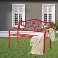 50" Outdoor Garden Bench, Cast Iron Metal Outdoor Benches Weatherproof ...