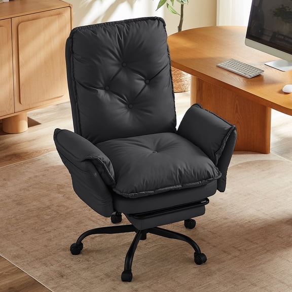 Bestier Big and Tall Executive Office Chair with Footrest and Flip-Up Arms, Ergonomic Reclining High Back Criss Cross Chair with Side Pockets, Height Adjustable, Black