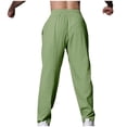thumbnail image 3 of Puntoco Cargo Shorts Drawstring Pants,Men'S Fashion Casual Solid Color Pockets Elastic Rope Pants Sports Fitness Pants Green 6(M), 3 of 4