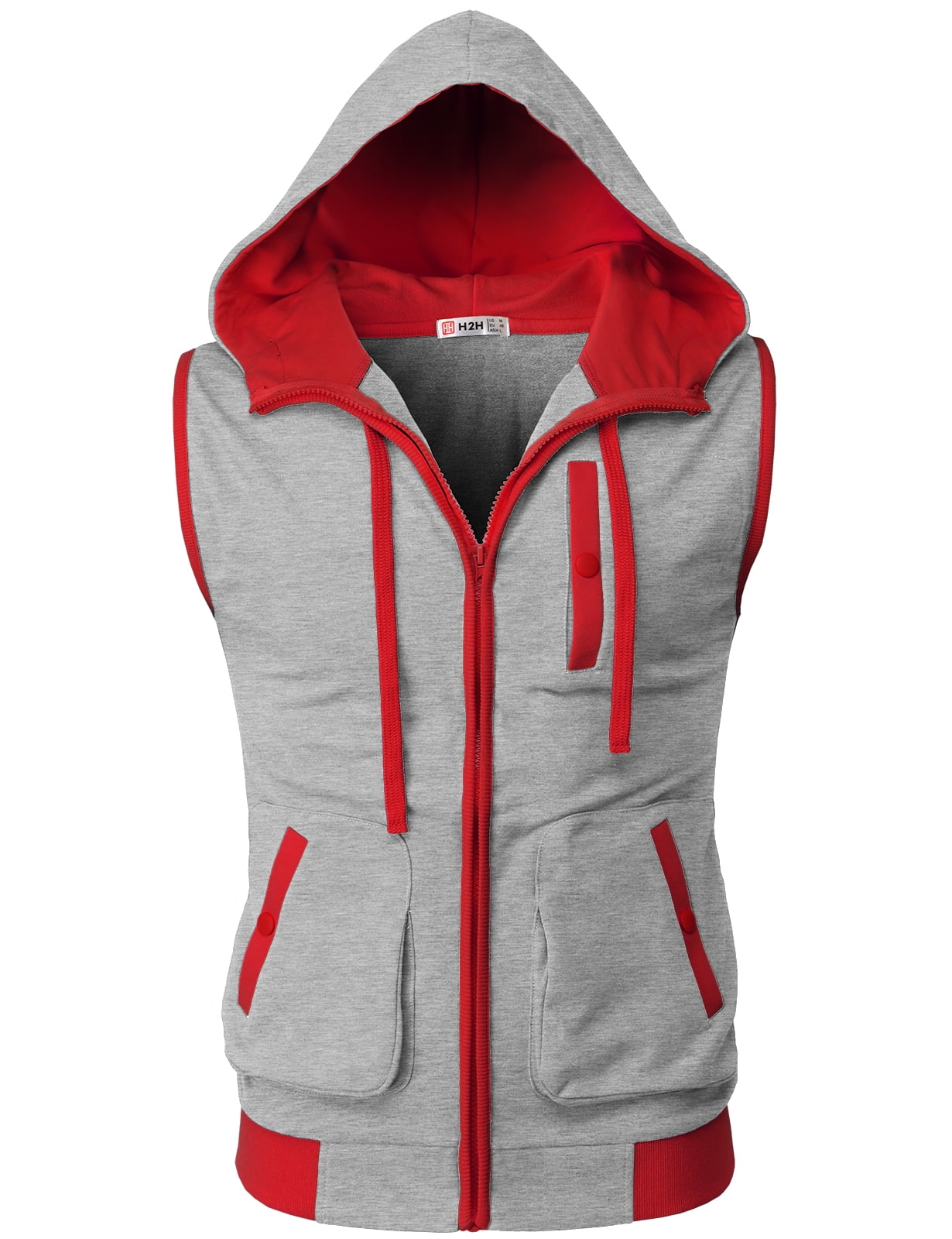 トップス MSCHF HOODED STRIPE VEST H2H Mens Casual Lightweight Sleeveless Zip-up Vest Tank