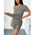 thumbnail image 2 of Ekouaer 2 Packs Womens Pajama Set Short Sleeve Sleepwear Soft Top and Shorts Pjs Casual Outfits Lounge Set with Pockets, 2 of 6