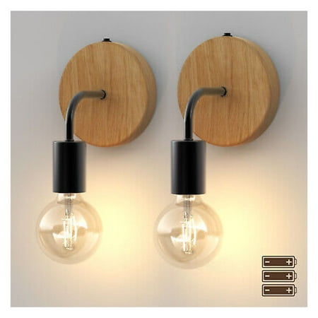 

Indoor Wall Light 2 Pack Wall Sconce Lamp Battery Power Bedroom Lighting Fixture