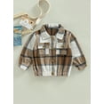 thumbnail image 2 of Toddler Kids Girls Boys Coat Plaid Turn-Down Collar Long Sleeve Button-Down Outerwear Autumn Winter Pockets Casual Jackets, 2 of 7