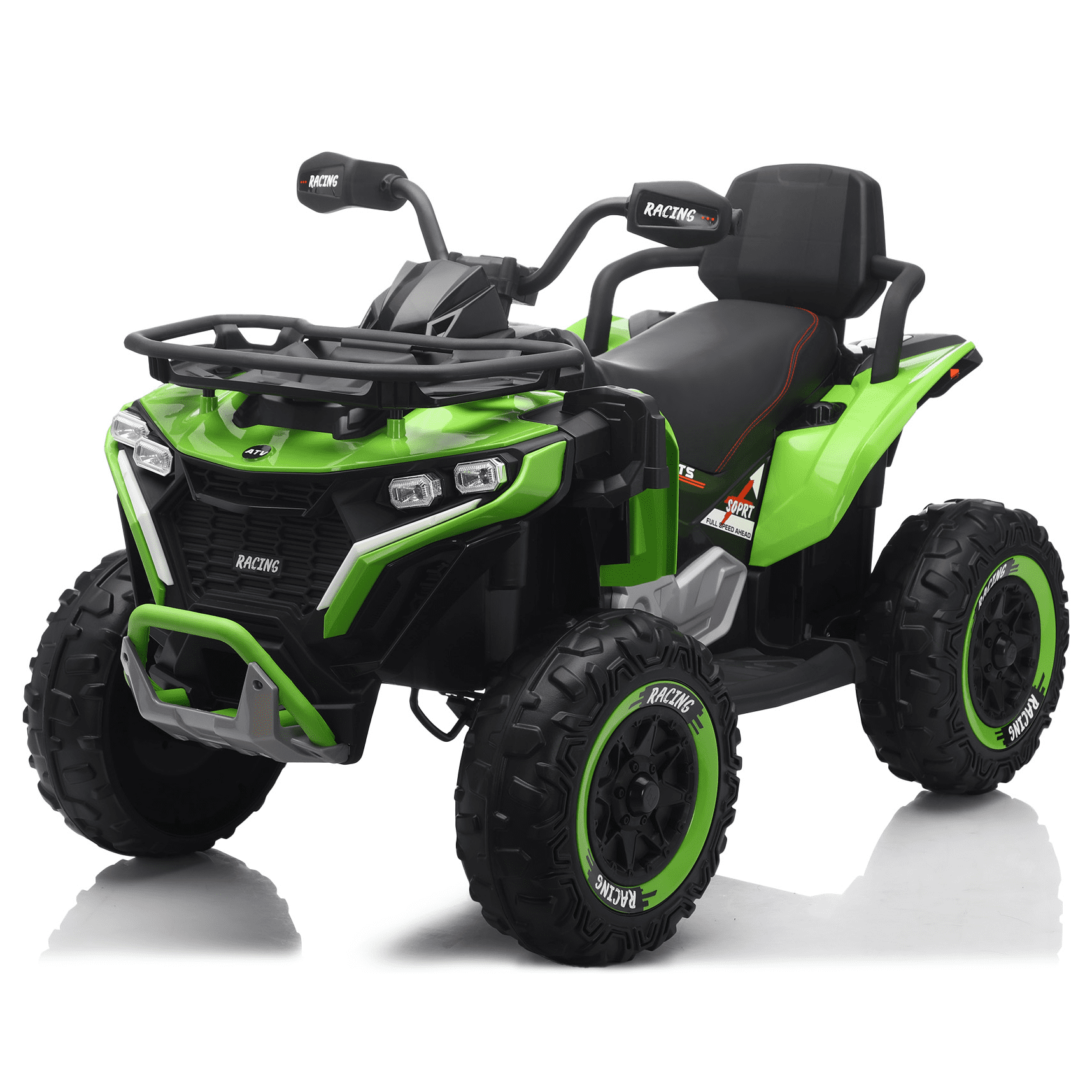 Funride 24 Volt Ride on Toys with Remote Control, Oversized ATV for Kids, 2-Seater 4 Wheeler for Toddlers, Power Car Wheels with Music, Bluetooth, Headlights, EVA Tires, Green
