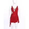 thumbnail image 2 of Hansber Girl's Lyrical Dance Dress Figure Ice Skating Asymmetrical Skirt Leotard Ballet Contemporary Dancewear Burgundy 14, 2 of 7