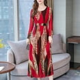 thumbnail image 5 of Ichuanyi Woman Dress clearance Women Fashion Autumn Lady O-Neck Knee Length Long Sleeve Leopard Print Dress, 5 of 9