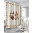 thumbnail image 3 of Fall Shower Curtain White Pumpkin Shower Curtains for Bathroom Thanksgiving Decor, Waterproof Polyester Shower Curtain Set with Hooks, Standard Size 72" x 72" Red Flower Maple Leaves Beige, 3 of 6