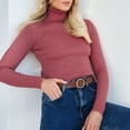 thumbnail image 6 of Rigardu Slim Fit Shirts for Women Women Soft Sweater Slim Fit Lightweight Long Sleeve Turtleneck Tops Undershirt Knitted Warm Fashion Pullover Sweater Rd2 One Size, 6 of 8