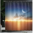thumbnail image 4 of Ambesonne Scenery Shower Curtain, Sunset Sky Moon Stars, 69"Wx70"L, Navy Yellow Orange, 4 of 5