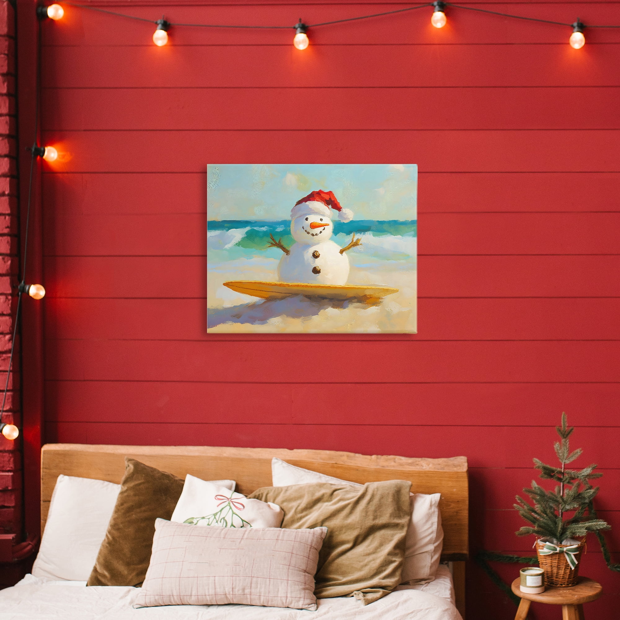 Stupell Industries Surfer Snowman on Beach Canvas Wall Art, design by The Prints Vibe