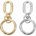 thumbnail image 1 of PATIKIL 2.2" Swivel Snap Hooks with Key Rings, 2Pcs Double Opening Metal Oval Swivel Spring Clasp Clip with O Ring for DIY Crafts Jewelry Lanyard Making, Gold Tone/Silver Tone, 1 of 6