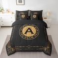 thumbnail image 2 of Manfei Initial A Letter Bedding Comforter Set 7-Piece, Black Gold Aztec Geometric King Bedding Sets, Vintage Western Style Reversible Bed Sheets, Lightweight Room Decor, 2 of 7