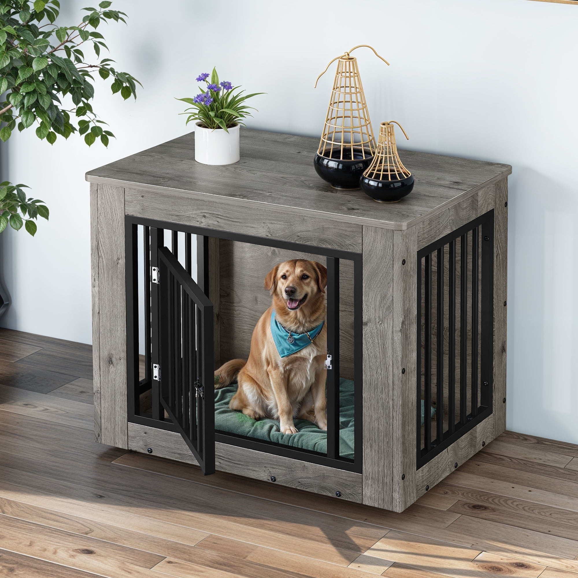 Ecoflex Dog Crate PawHut Furniture Dog Kennel Wooden End Table