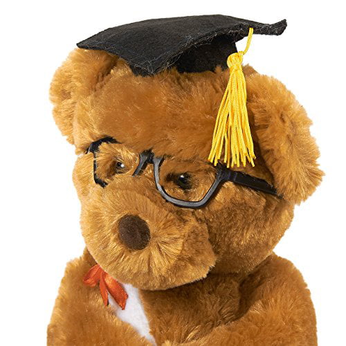 PRETYZOOM 2pcs Graduation Bear Plush Bear in Red and Blue Cap Stuffed Doctor Bear Gift for Kindergarten High School College Graduation Party 23CM Tall