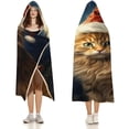 thumbnail image 3 of Hooded Blanket Soft Fleece Wearable Blanket Christmas Cat Wearable Blanket Wrap with Hood Comfy Blanket for Adult, 3 of 6
