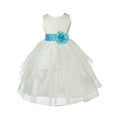 thumbnail image 2 of Ekidsbridal Girl Ceremonial Flower Girl Dress - Knee Length Ivory Organza with Tiebow 4613T-A (Size: S-12), 2 of 3