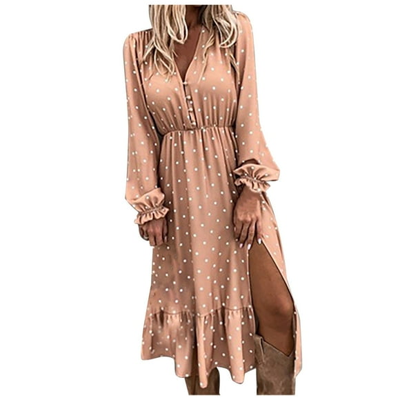 Chiffon Dress for Women Women Chiffon Dot Casual Dress A-Line Printed Temperament Fit Princes Dress Dress for Women Casual Sexy Casual Dress for Women Sexy Sexy Dress Women