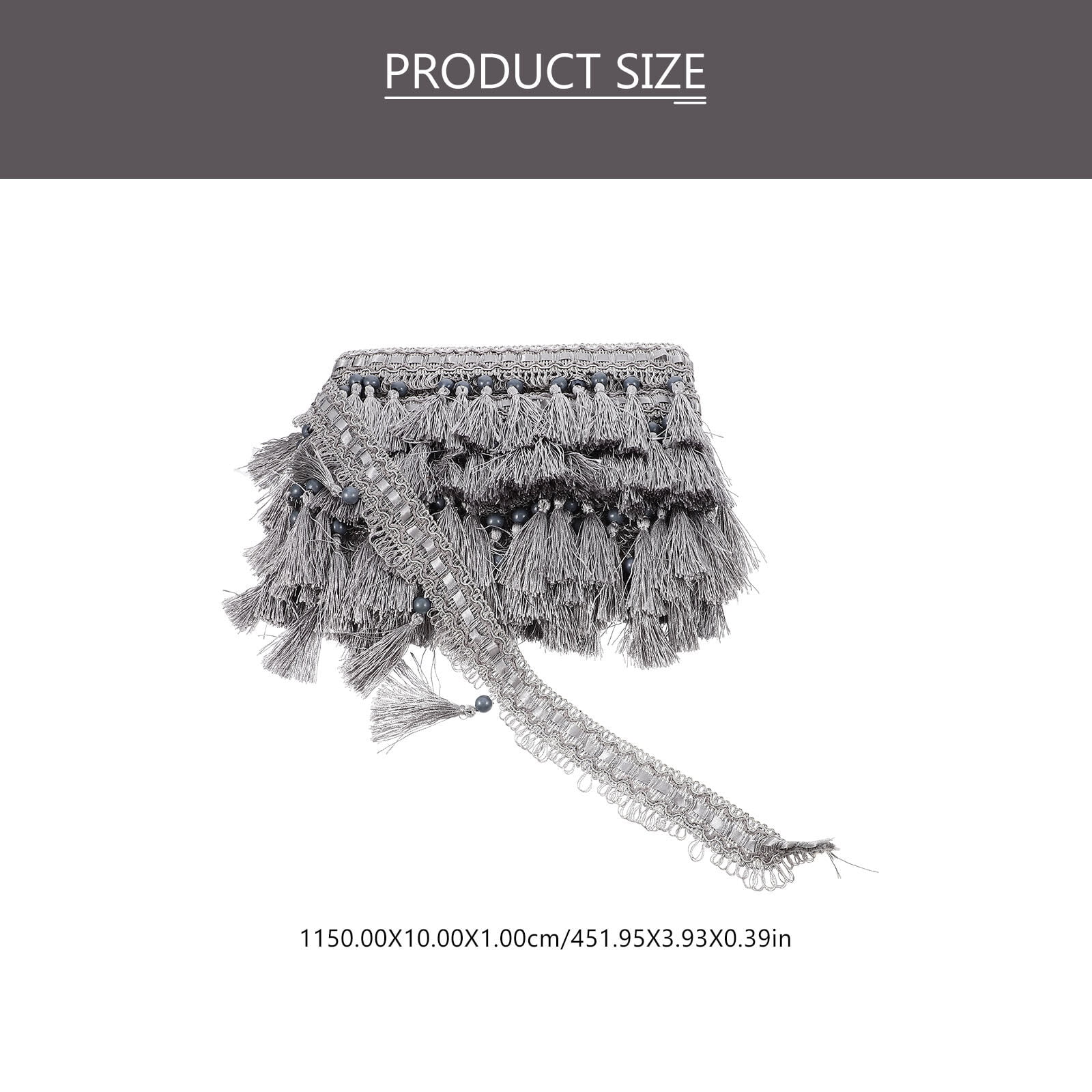 DINHEAROM Grey Polyester Fringe Trim for Curtain Decorative Sewing Sofa Cushion Home Decor