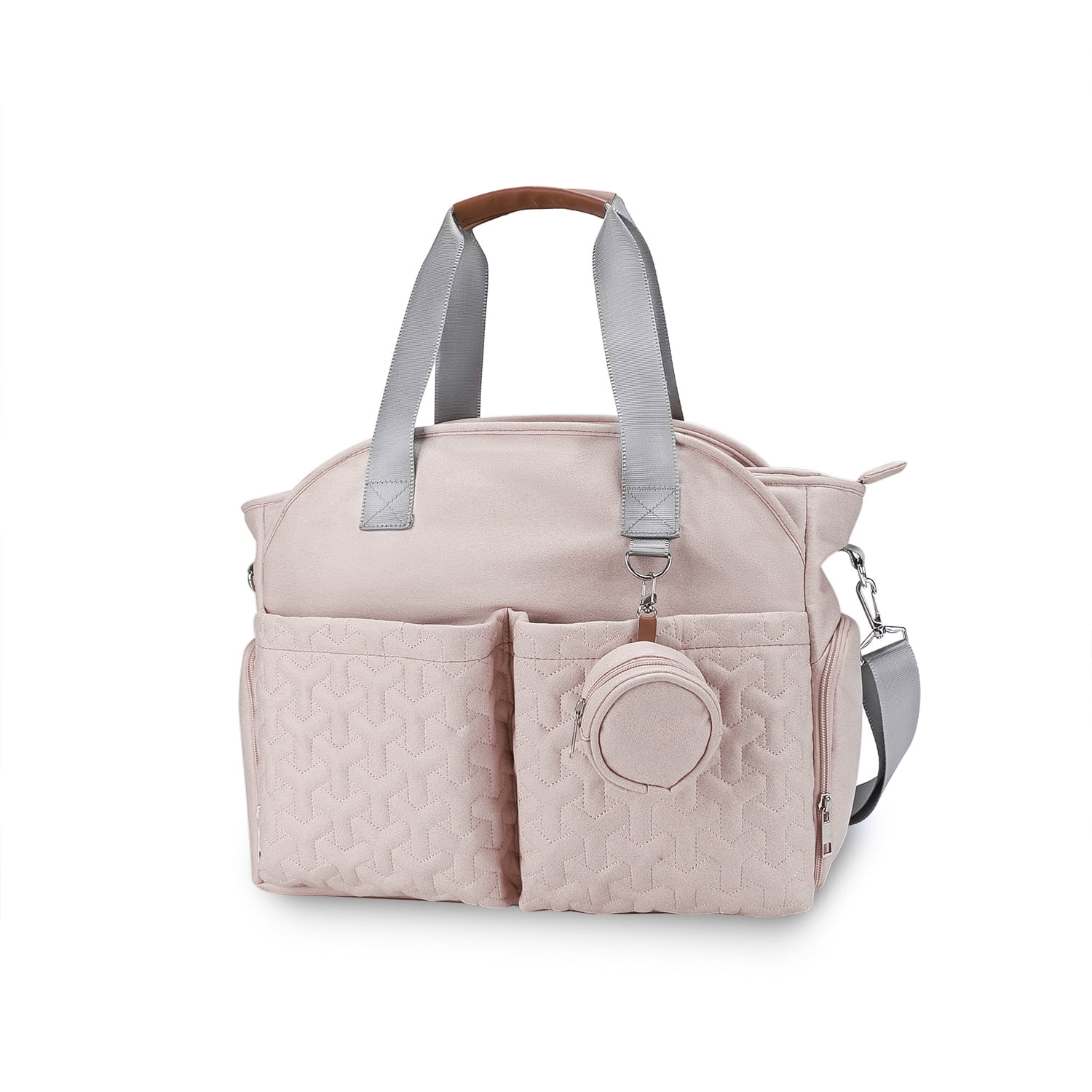 SPEKSEE Diaper Bag Tote with Pacifier Holder Case for Mom and Dad, Multi-Function Travel Diaper Bag with Adjustable Shoulder Strap and Insulated Pockets
