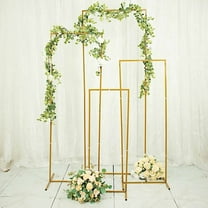BalsaCircle 4 Gold Metal Floral Display Frame Rectangular Backdrop Stand Wedding Arch Set Party Decorations