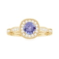thumbnail image 5 of Rosec Jewels Tanzanite Halo Engagement Ring with Diamond - 5 mm - Vintage Inspired Ring for Women - AAA Quality Certified, 18K Yellow Gold, US 13.00, 5 of 9