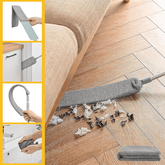 Saker Plus Flat Duster, Saker Plus Retractable Gap Dust Cleaning Artifact, Reusable Dusting Wand with Bendable & Removable Head, for Home, Ceiling, Blinds (1PC) 1.35mGreen