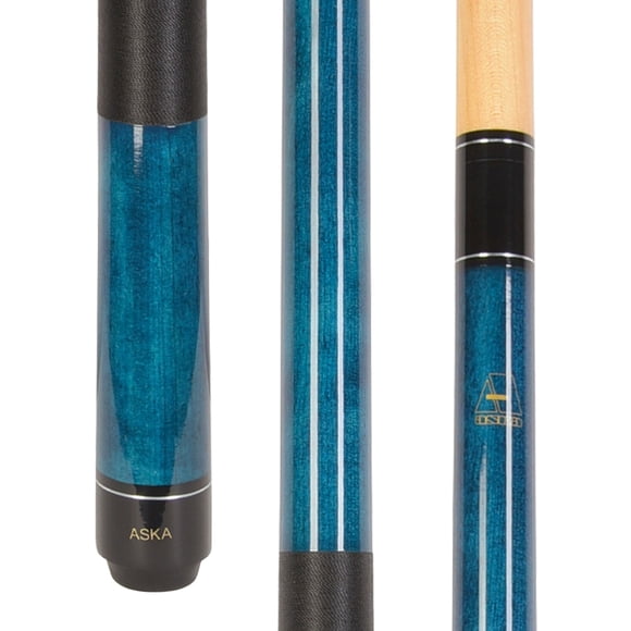 ASKA 58" Blue Pool Cue with Hard Rock Maple Shaft and 13mm Leather Tip - 2-Piece (LECBLU-21)