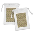 thumbnail image 1 of Furits Fabric Pouch Set of 2, Tropical Exotic Plants Doodle Style in Vibrant Tones Aloha Island Hawaiian Healthy, Drawstring Bag for Toiletries Masks and Favors, 9" x 6", Multicolor, by Ambesonne, 1 of 2
