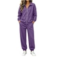 thumbnail image 2 of JOANKDMI Sweatsuit for Women 2 Piece Outfits Full Zip Up Jacket and Cuffed Joggers Pants Set Casual Athletic Lounge Tracksuits with Pockets Fall Winter Workout Wear, 2 of 8