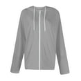 thumbnail image 3 of BiZtdJrK Women's Zip Up Hoodie Sweatshirt Casual Long Sleeve Oversized Hoodies with Pocket Solid Color Lightweight Drawstring Sweatshirts Gray XL, 3 of 5