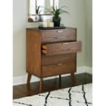thumbnail image 3 of Linon Reid Mid-Century 4-Drawer Dresser, Medium Brown, 3 of 23