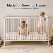 HARPPA White Convertible Baby Crib, GREENGUARD Gold Certified Full Size Crib for Babies and Toddlers, Modern Nursery Bed with Adjustable Heights