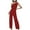 Red jumpsuits for women, variant on Wycnly Womens Jumpsuits Fashion Ruffle Onn Shoulder Straight Leg Jumpsuits for Summer Casual Trendy Solid Slash Neck Sleeveless Long Rompers for Women