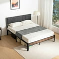 thumbnail image 5 of Lusimo California King Bed Frame with Fabric Upholstered Headboard Metal Platform Bed No Box Spring Needed, Gray, 5 of 6