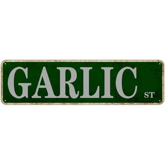 Garlic ST Metal Tin Sign For Home Office Living Room Bar Cafe Restaurant Club Wall Decor 4x16 Inches