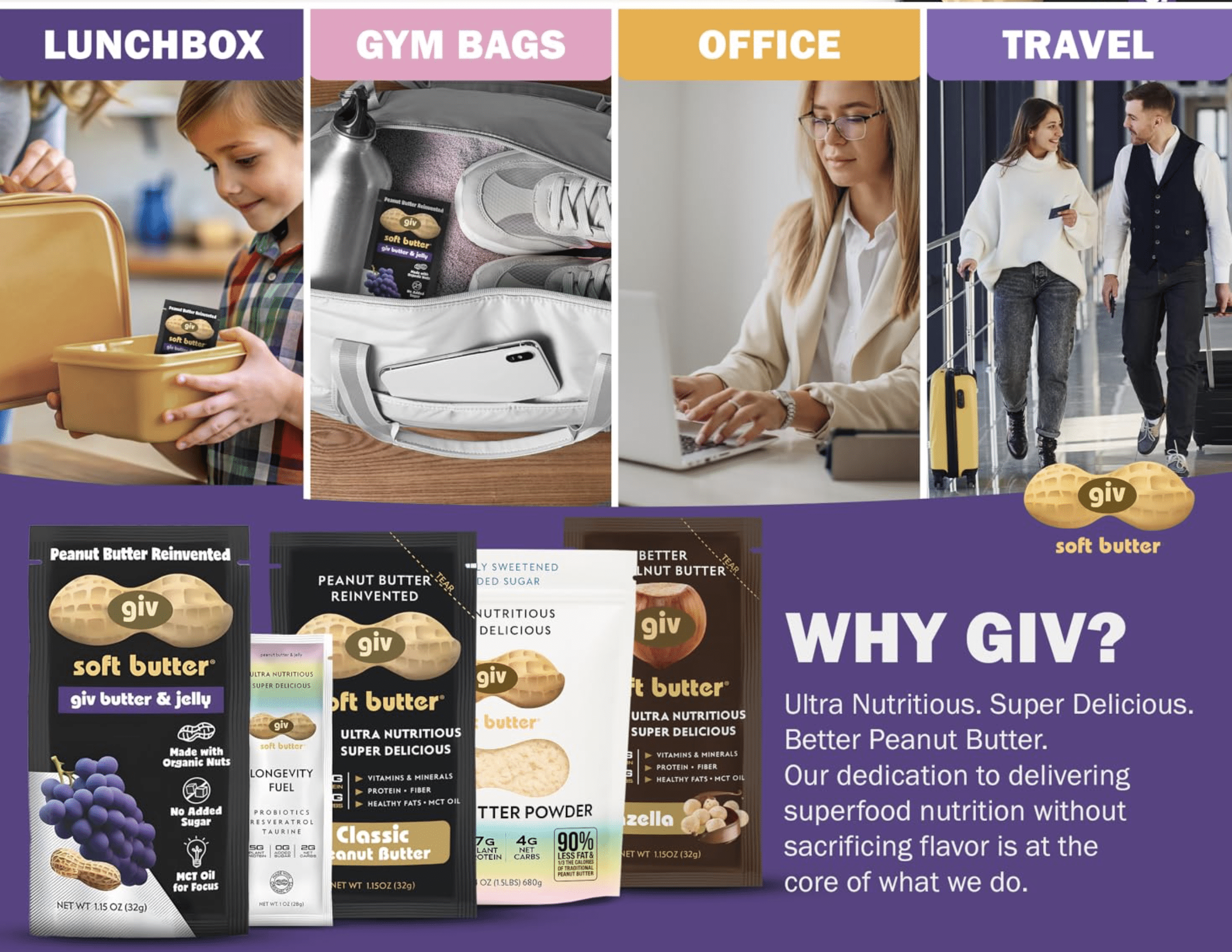 giv soft butter Peanut Butter and Jelly Snack for Energy and Focus, 32g