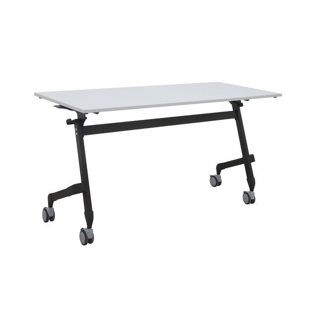 Flip-Top Table 63" W x 31 1/2" D - Black frame - Soft Gray top
