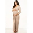 thumbnail image 3 of Mother Bee Maternity V-Neck 3/4 Sleeve Ruched Waist Dress, 3 of 4