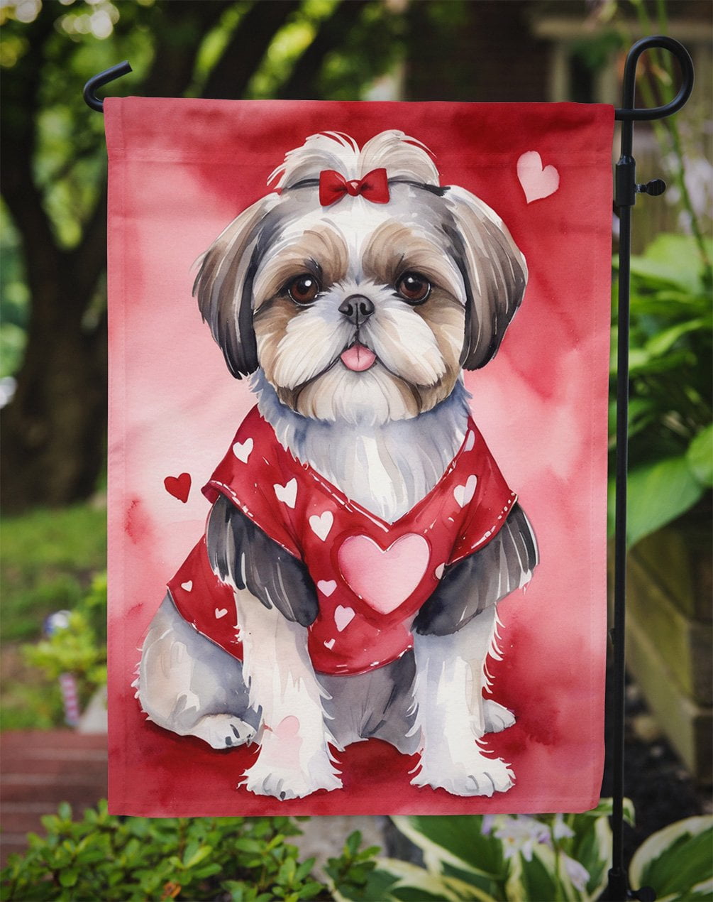 Shih Tzu My Valentine Garden Flag 11.25 in x 15.5 in