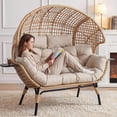 thumbnail image 2 of CHINNLUU Double Egg Chair Indoor Outdoor Stationary Oversized Thicken Padded Cushions,2 Person Egg Loveseat Chair, Extra Large Lounge Chair for Patio Balcony Porch - (Beige Square), 2 of 10