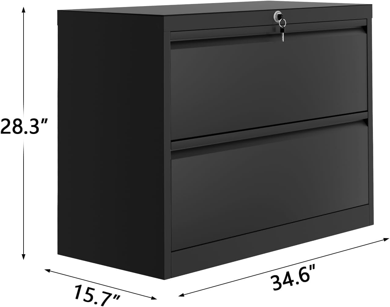 Historyli 2-Drawer File Cabinet with Lock, Metal Lateral Heavy Duty File Storage for Letter/Legal Size Documents, for Home Office | Requires Assembly,Black