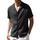 thumbnail image 4 of QUTETN Men's Casual Linen-Cotton Blend Shirt, Cuban Collar, Short Sleeve, Solid Color, Summer Beach Top, 4 of 4
