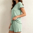 thumbnail image 3 of Diufon Women's Short Pajama Sets Plus Size Short Sleeve Ruffled Trim Sleepwear Summer Loose Fitted Comfy Pjs Sets, 3 of 9
