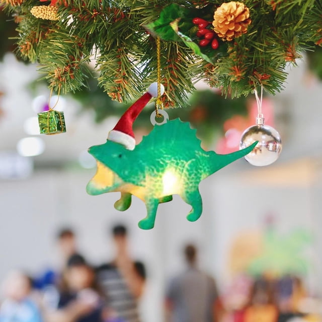 Colgante acrílico para árbol de Navidad - Adornos de dinosaurios y aviones - Adornos navideños en pack de 2
